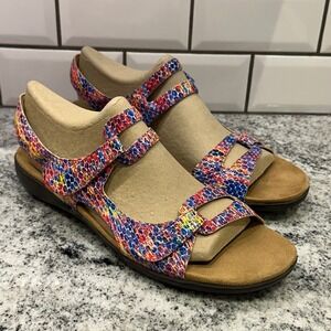 Trotters Adjustable Multicolor Snakeskin Print Comfort Sandals Womens 11 M Shoes